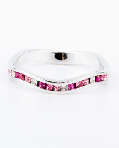 Traditions Jewelry Company Sterling Silver Multi-tonal Crystal Stackable Wave Ring In Pink