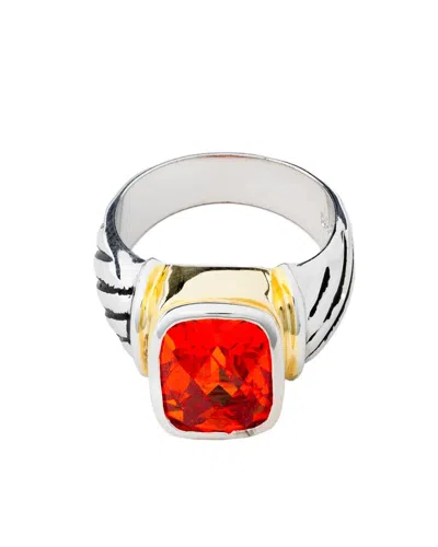 Traditions Jewelry Company Sterling Silver Orange Crystal Multi-color Dome Ring In White