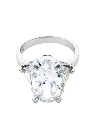 Traditions Jewelry Company Sterling Silver Oval Cubic Zircon Ring In White