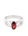 Traditions Jewelry Company Sterling Silver Oval Garnet Ring With Filigree Designed Band In Multi