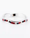 Traditions Jewelry Company Sterling Silver Patriotic Crystal Stackable Wave Ring In Metallic