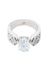 Traditions Jewelry Company Sterling Silver Round Cubic Zircon Solitaire Ring With Designed Band In White