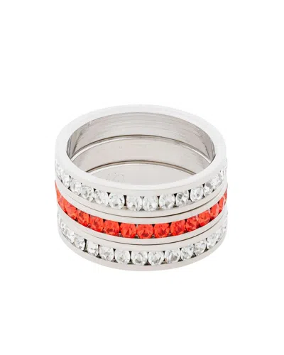 Traditions Jewelry Company Sterling Silver Vibrant Crystal Eternity Ring 3 Piece Set In Orange