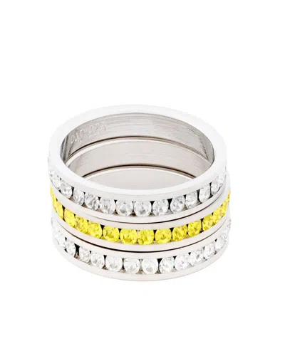 Traditions Jewelry Company Sterling Silver Vibrant Crystal Eternity Ring 3 Piece Set In Yellow