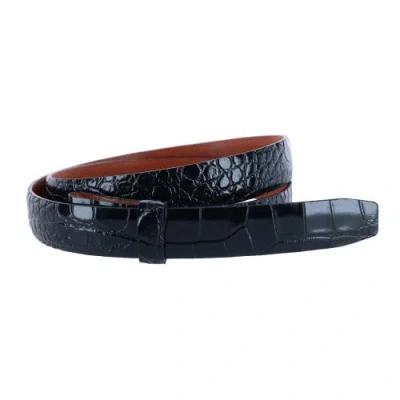 Trafalgar 25mm Gator Embossed Leather Belt Strap In Black
