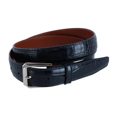 Trafalgar 30mm Mock Alligator Embossed Italian Leather Belt In Black