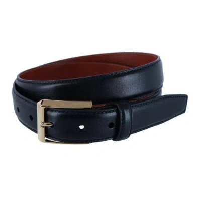 Trafalgar 30mm Pebble Grain Leather Belt With Gold Buckle In Black