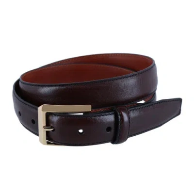 Trafalgar 30mm Pebble Grain Leather Belt With Gold Buckle In Brown