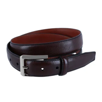 Trafalgar 30mm Pebble Grain Leather Belt With Silver Buckle In Brown