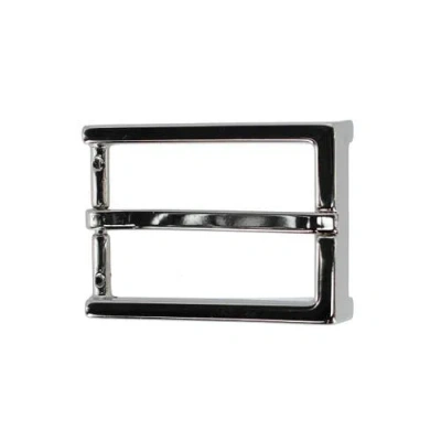 Trafalgar 35mm Italian Classic Rectangular Sold Brass Harness Belt Buckle In Silver