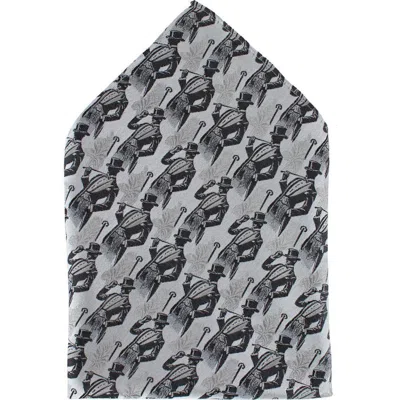 Trafalgar Ambrose Dapper Night Silk Novelty Necktie And Pocket Square Set In Gray