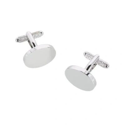 Trafalgar Asher Oval Brass Engravable Cufflinks In Silver