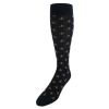 Trafalgar Atlas Fleur De Lis Over The Calf Fine Merino Wool Socks In Black And Gold Fleur Di Lis