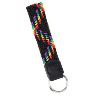Trafalgar Augusta 25mm Leather & Braided Webbing Keychain In Black