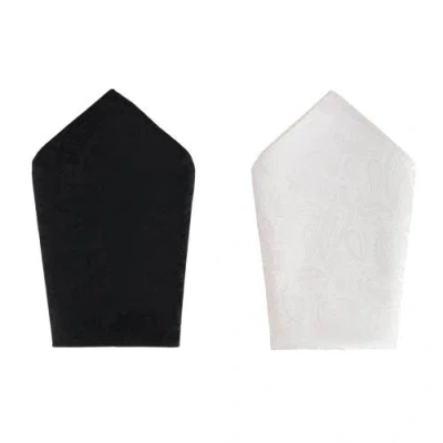 Trafalgar Banbury Tone On Tone Paisley 12 Inch Silk Pocket Square Set In Black And White Paisley