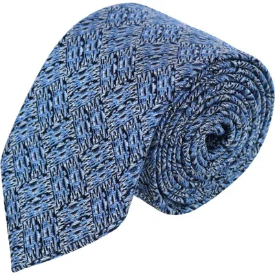 Trafalgar Benito's Blue Basketweave Patterned Silk Novelty Necktie In Light Blue