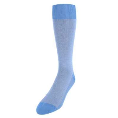 Trafalgar Bernard Chain Link Over The Calf Mercerized Cotton Socks In Azure Blue