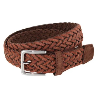 Trafalgar Big And Tall Apollo Italian Braided Suede Versatile Belt In Brown