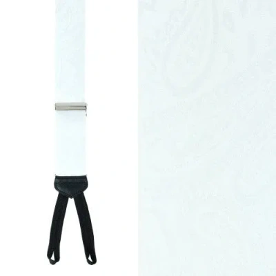 Trafalgar Big & Tall Banbury Tone On Tone Paisley Silk Formal Suspenders In White