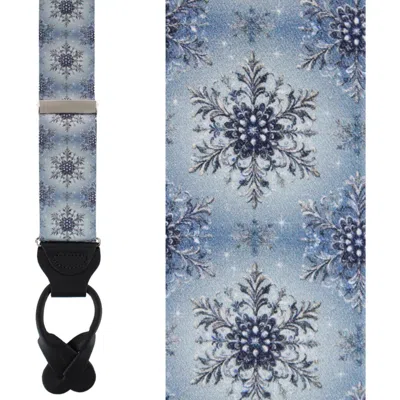 Trafalgar Big And Tall Clarence The Classy Snowflake Silk Holiday Button End Brace In Multi