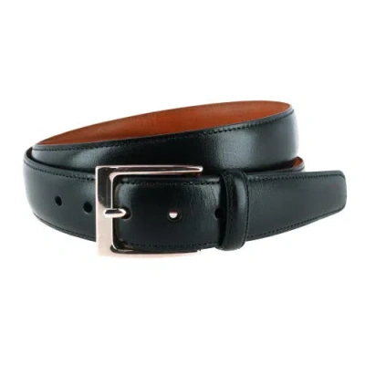Trafalgar Big & Tall Classic Cortina 30mm Leather Belt In Black With Silver Buckle