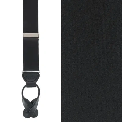Trafalgar Big & Tall Dutton Solid Colored Silk Button End Suspenders In Black