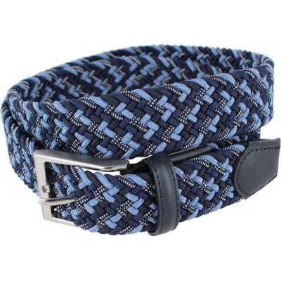 Trafalgar Big And Tall Edward 35mm European Weave Golf Braided Belt In Blue
