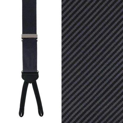 Trafalgar Big & Tall Leyton Diagonal Lined Tone On Tone Silk Formal End Suspenders In Graphite
