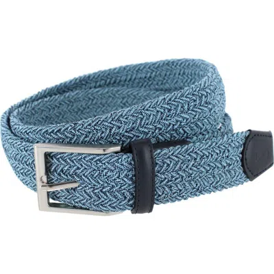 Trafalgar Big And Tall Madden Marble Weave 35mm Golf Stetch Belt In Blue