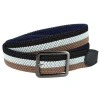 Trafalgar Big And Tall Matias Blue And Kahki Stripe Reversible Braided Casual Golf Belt In Multi
