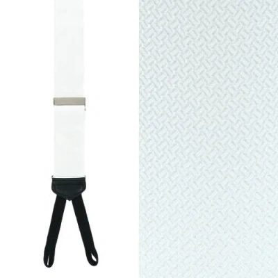 Trafalgar Big & Tall Monte Bello Interlocked Silk Formal Suspenders In White