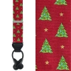 Trafalgar Big And Tall Oh Christmas Tree Novelty Silk Button End Suspenders In Red