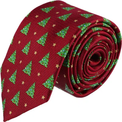 Trafalgar Big And Tall Oh Christmas Tree Novelty Silk Necktie In Red