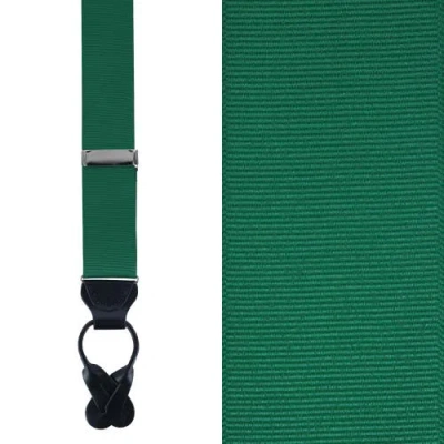 Trafalgar Big & Tall Phoenix 38mm Grosgrain Non Stretch Ribbon Button End Suspenders In Dark Green