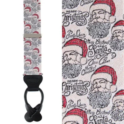 Trafalgar Big And Tall Santa Claus Is Watching Silk Novelty Button End Suspenders In Pink