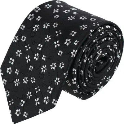 Trafalgar Big & Tall Tudor Daisy And Vine Silk Business Necktie In Black