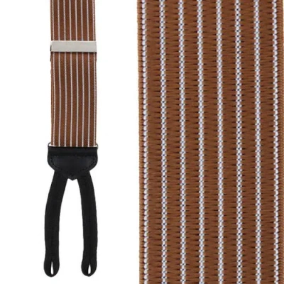 Trafalgar Big And Tall Voltaire Chalk Stripe Elastic Formal End Suspenders In Brown