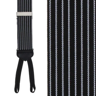 Trafalgar Big And Tall Voltaire Chalk Stripe Elastic Formal End Suspenders In Brown
