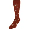 Trafalgar Birds Of A Feather Mercerized Cotton Mid-calf Socks In Whiskey