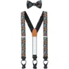 Trafalgar Birds Of Prosperity Silk Button End Suspenders (braces) And Bow Tie Set In Black