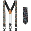Trafalgar Birds Of Prosperity Silk Button End Suspenders (braces) And Necktie Set In Black