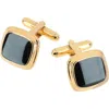 Trafalgar Men's Sutton Black Lacquer Cushion Cufflinks In Gold