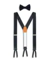 Trafalgar Sutton Solid Color Silk Brace And Bow Tie Combo In Black