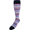Trafalgar Brady Multi Stripe Mid-calf Mercerized Cotton Socks In Blue