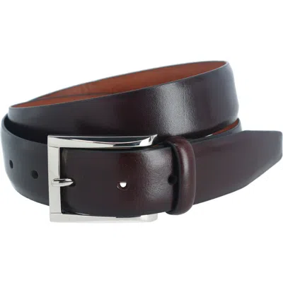 Trafalgar Broderick 32mm Leather Dress Belt In Burgundy