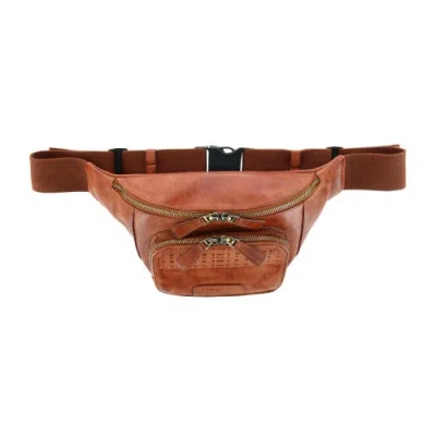 Trafalgar Caelen Leather Adjustable Waist Pack Sling Bag In Cognac