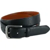 Trafalgar Caelen Plaid Embossed Leather Belt In Black