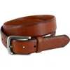 Trafalgar Men's Caelen Plaid Embossed Leather Belt In Brown