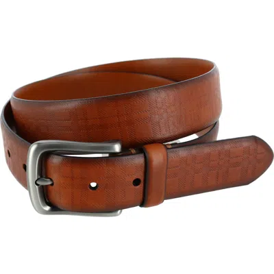 TRAFALGAR TRAFALGAR CAELEN PLAID EMBOSSED LEATHER BELT