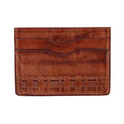 Trafalgar Caelen Plaid Embossed Rfid Leather Card Case In Green